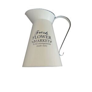 White Metal Flower Vase 11 1/2"